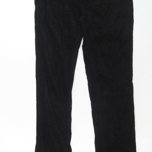 Marks and Spencer Womens Black Cotton Trousers Size 10 Regular Zip