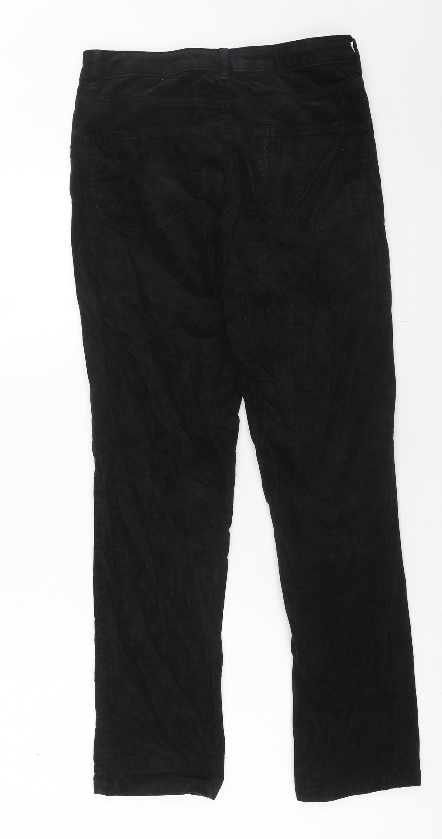Marks and Spencer Womens Black Cotton Trousers Size 10 Regular Zip