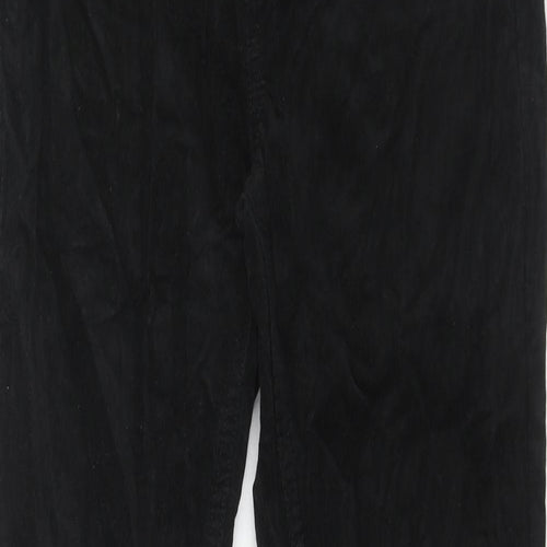 Marks and Spencer Womens Black Cotton Trousers Size 10 Regular Zip