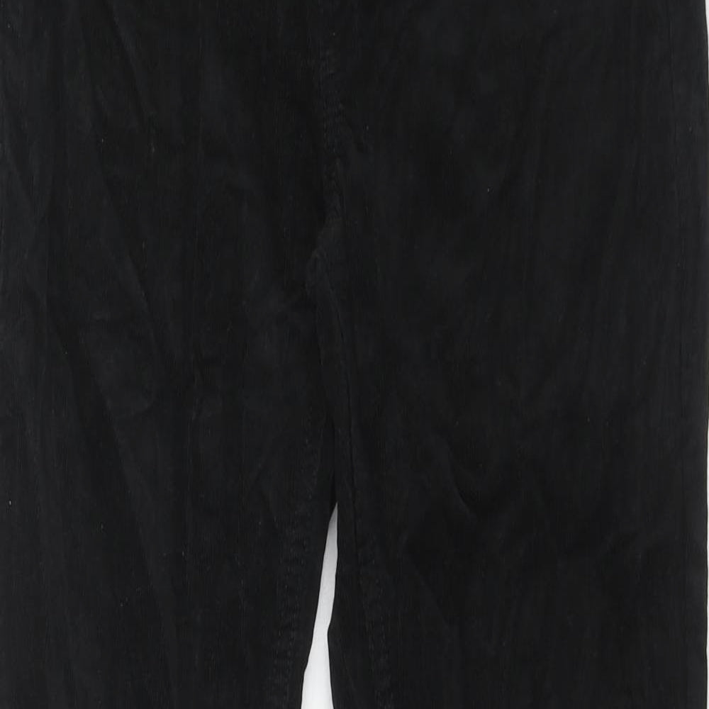 Marks and Spencer Womens Black Cotton Trousers Size 10 Regular Zip