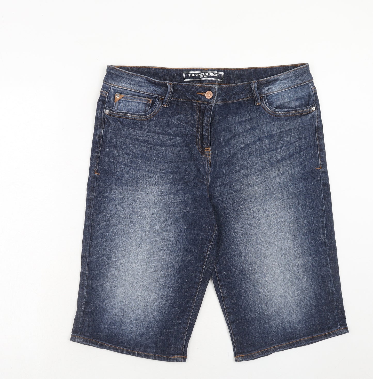 NEXT Womens Blue Cotton Skimmer Shorts Size 16 Regular Zip