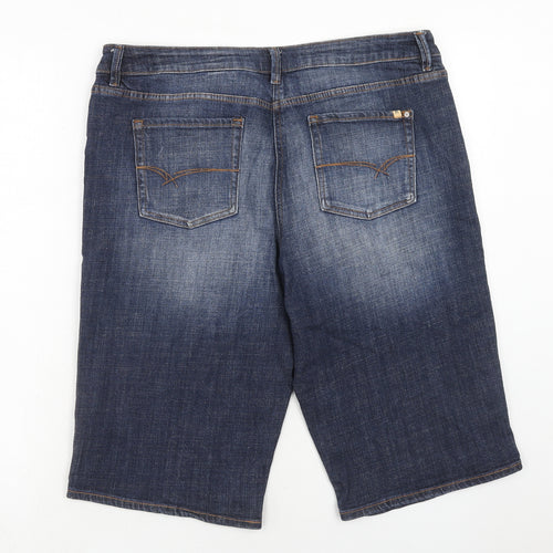 NEXT Womens Blue Cotton Skimmer Shorts Size 16 Regular Zip