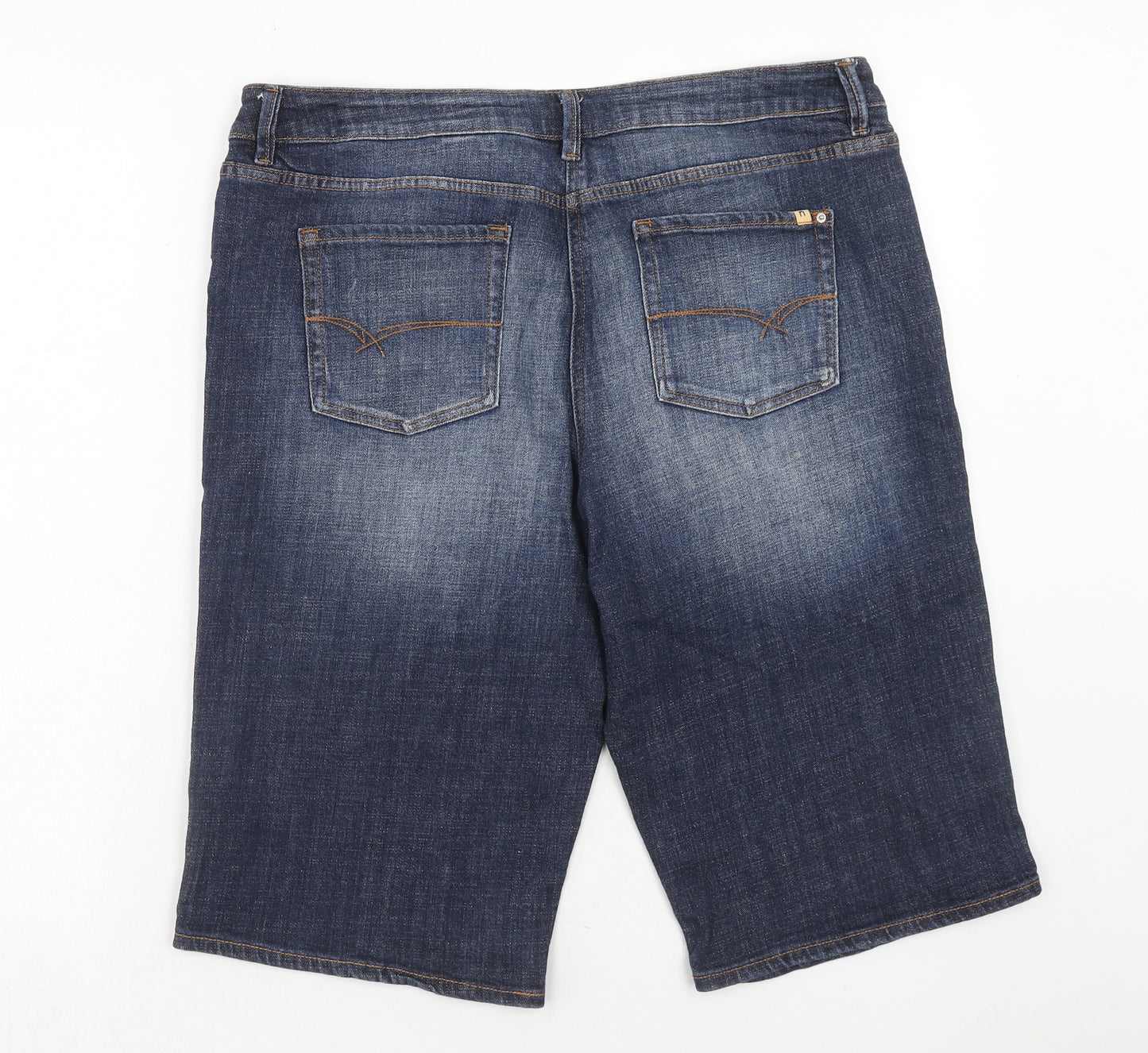 NEXT Womens Blue Cotton Skimmer Shorts Size 16 Regular Zip