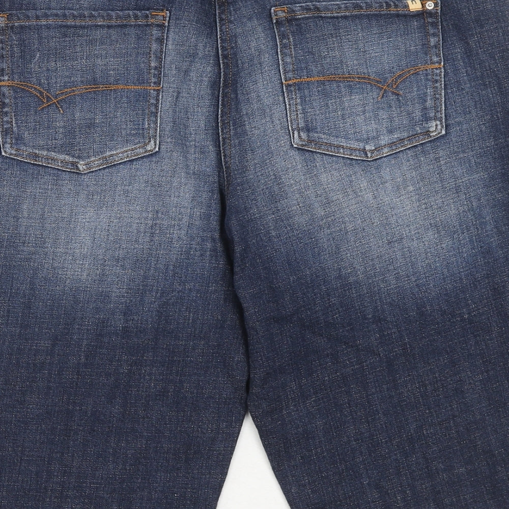 NEXT Womens Blue Cotton Skimmer Shorts Size 16 Regular Zip