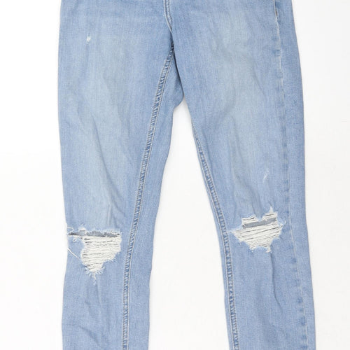 Topshop Womens Blue Cotton Skinny Jeans Size 25 in L28 in Regular Zip