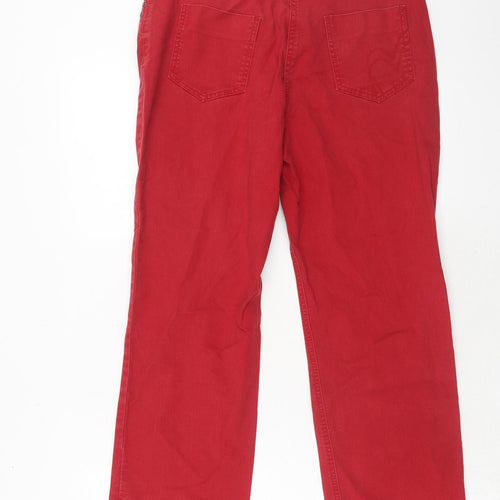 Per Una Womens Red Cotton Straight Jeans Size 10 Regular Zip