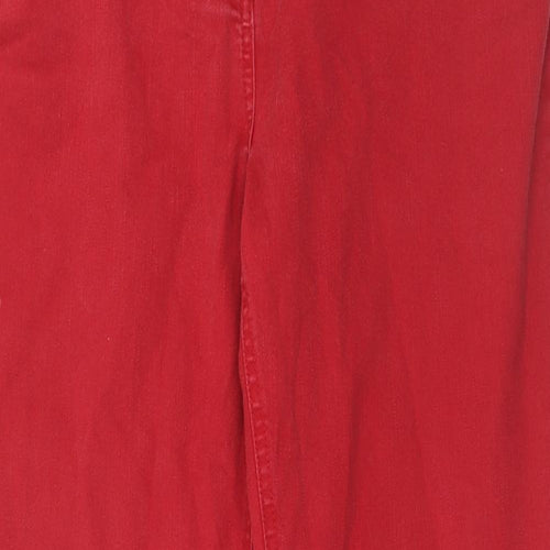 Per Una Womens Red Cotton Straight Jeans Size 10 Regular Zip