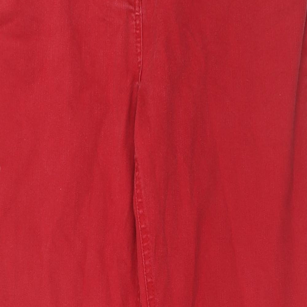 Per Una Womens Red Cotton Straight Jeans Size 10 Regular Zip