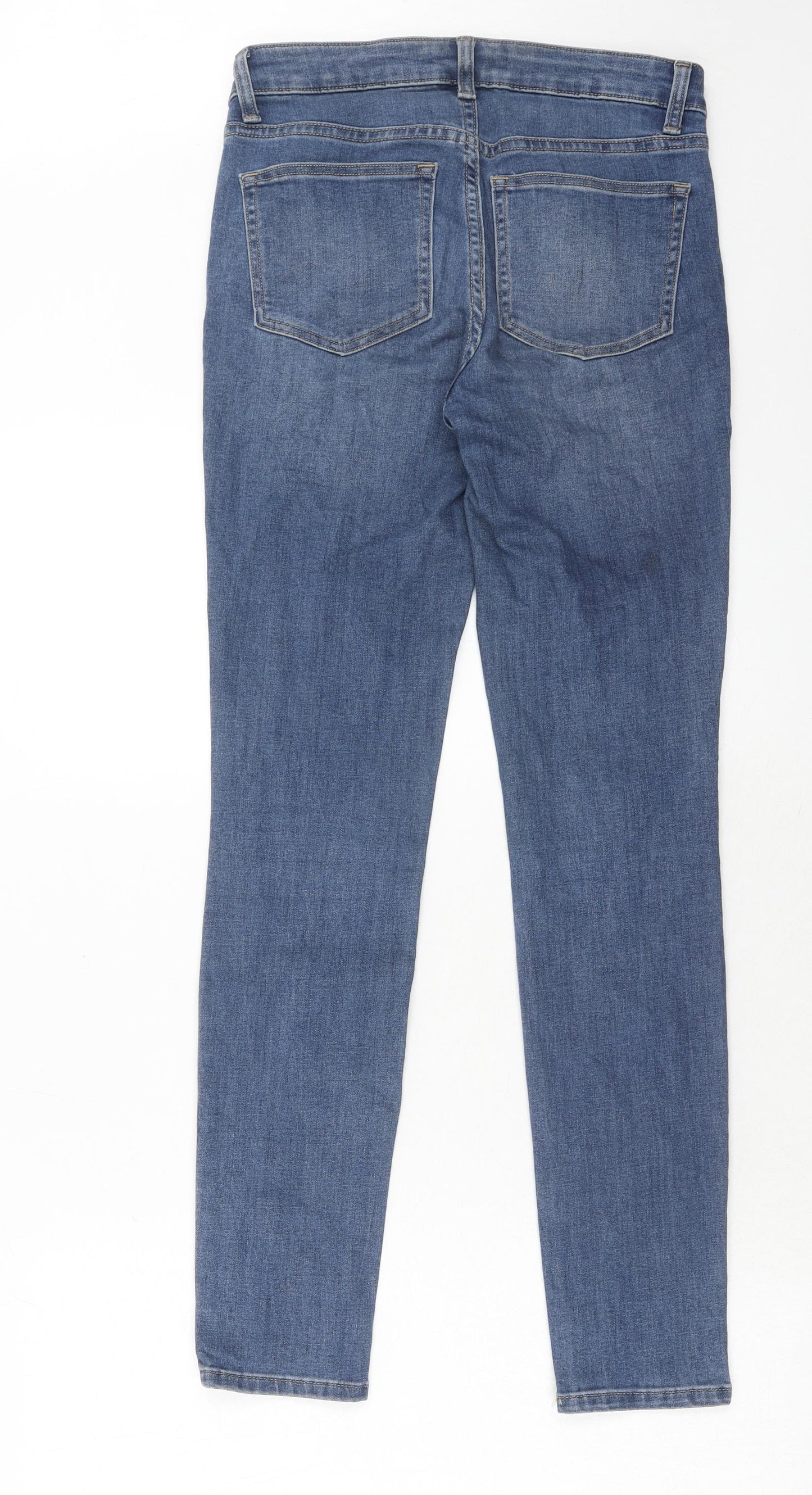 H&M Womens Blue Cotton Skinny Jeans Size 8 Regular Zip