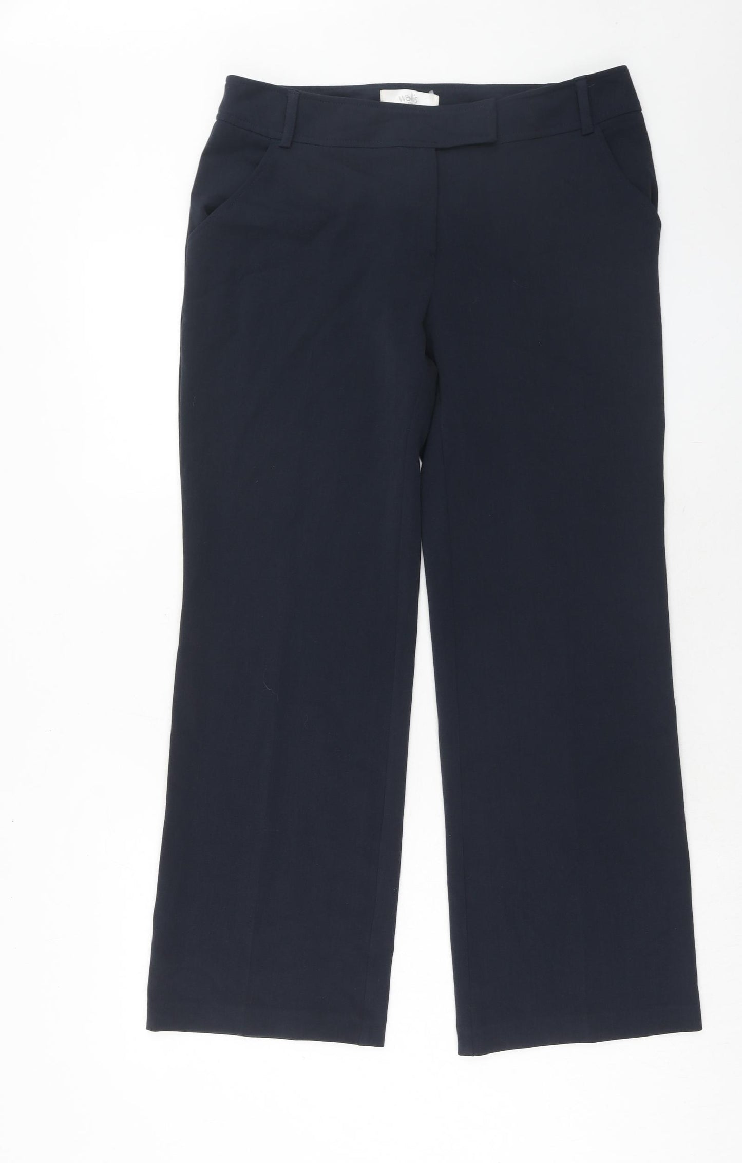 Wallis Womens Blue Polyester Dress Pants Trousers Size 12 Regular Hook & Eye