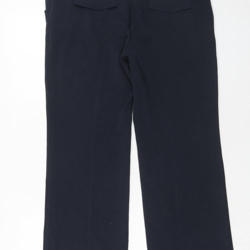 Wallis Womens Blue Polyester Dress Pants Trousers Size 12 Regular Hook & Eye