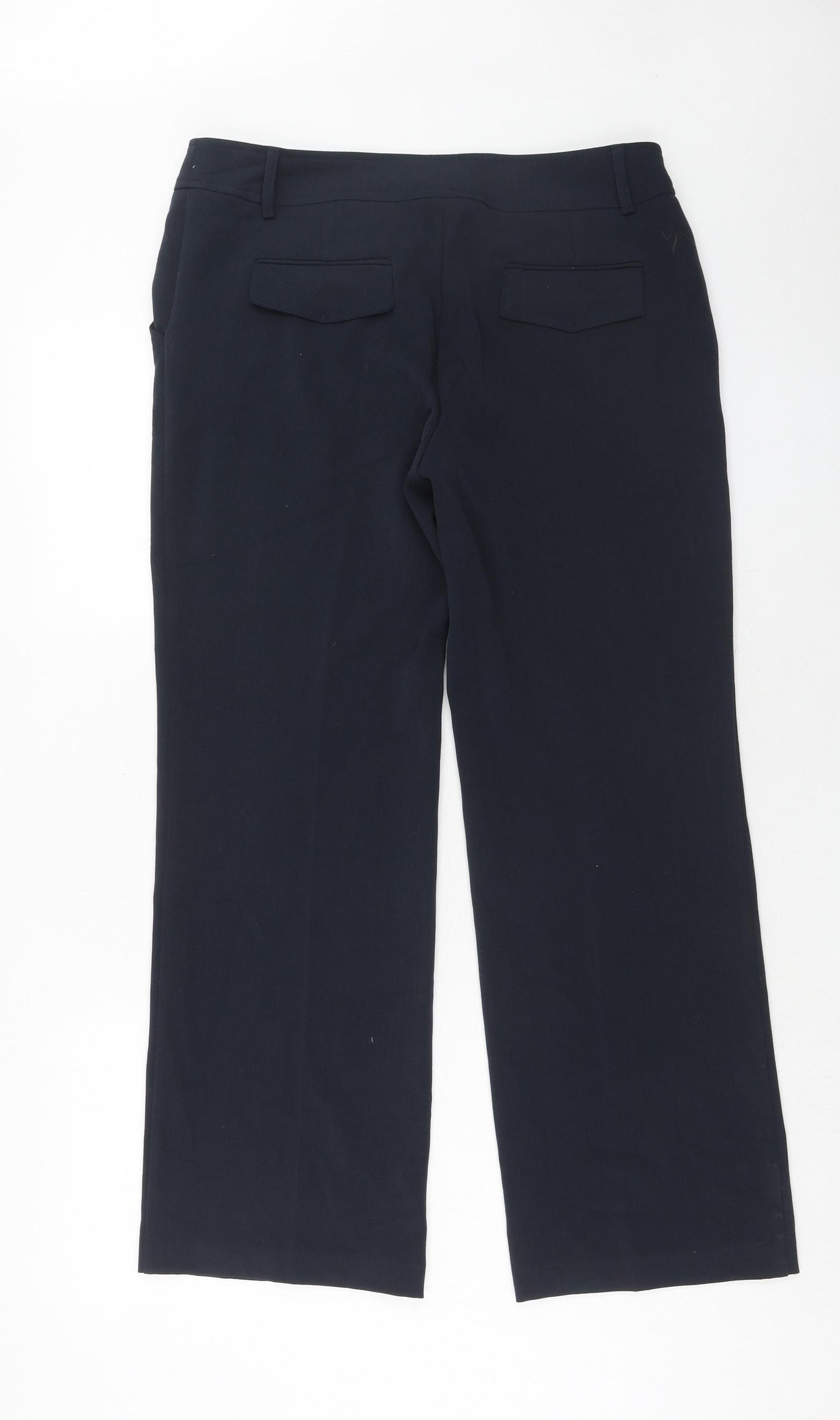 Wallis Womens Blue Polyester Dress Pants Trousers Size 12 Regular Hook & Eye