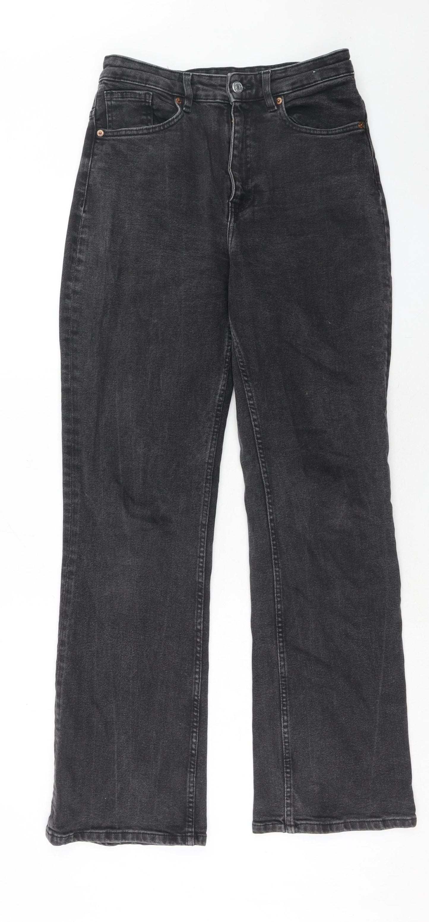 Monki Womens Black Cotton Bootcut Jeans Size 28 in Regular Zip