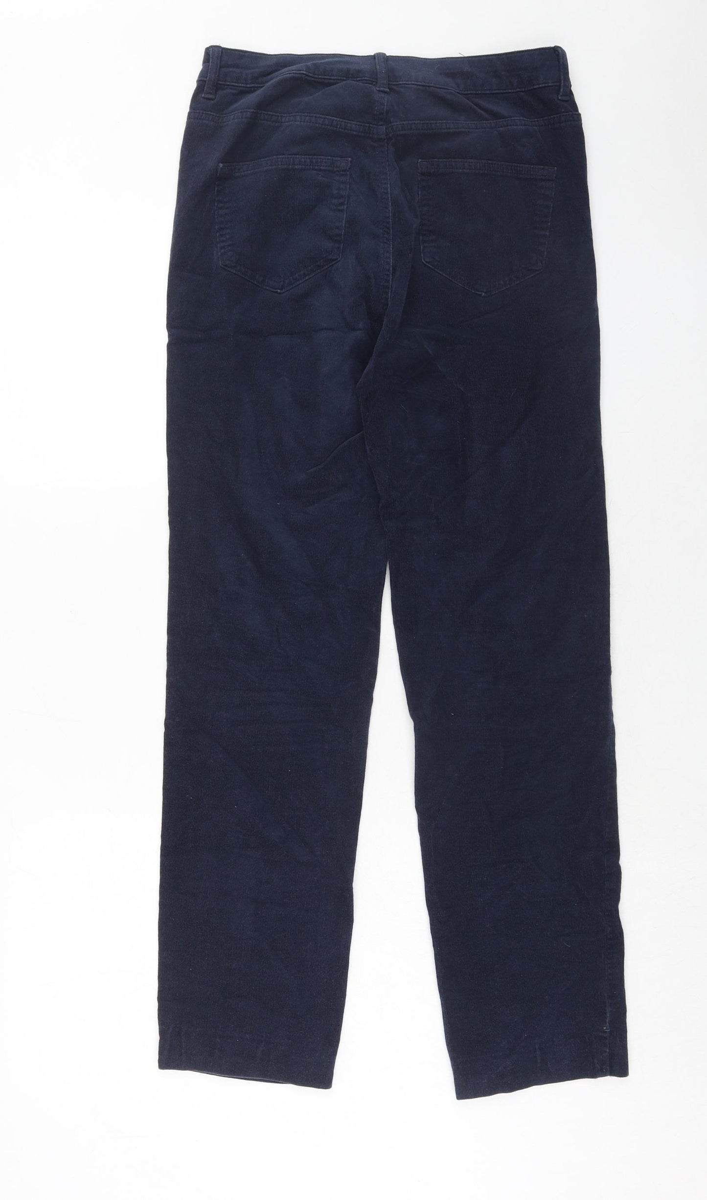 Marks and Spencer Womens Blue Cotton Trousers Size 10 Regular Zip