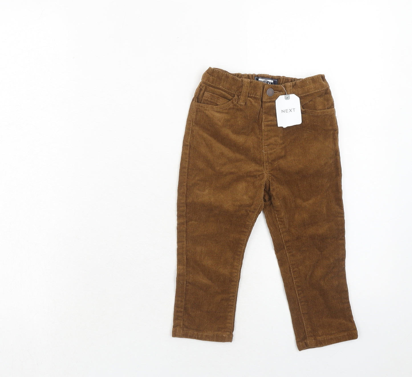 NEXT Boys Brown Cotton Chino Trousers Size 2 Years Regular Zip