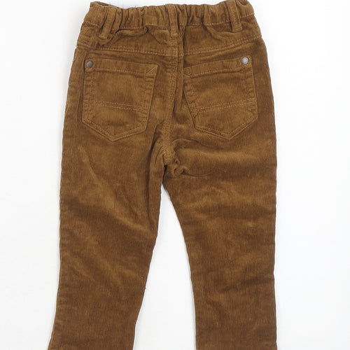 NEXT Boys Brown Cotton Chino Trousers Size 2 Years Regular Zip