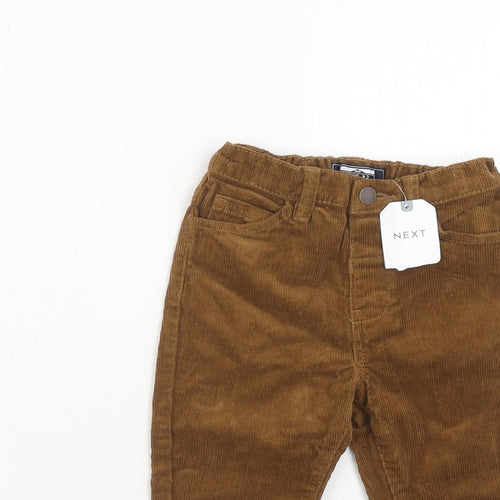 NEXT Boys Brown Cotton Chino Trousers Size 2 Years Regular Zip