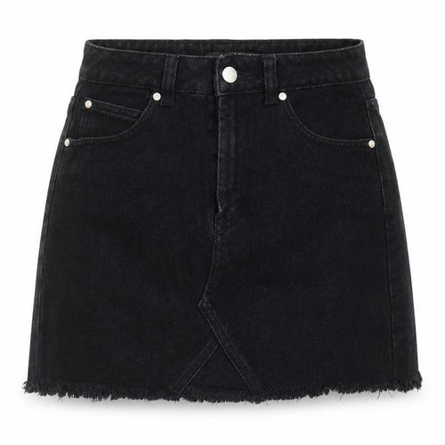 Boohoo Womens Black Cotton A-Line Skirt Size 6 Zip
