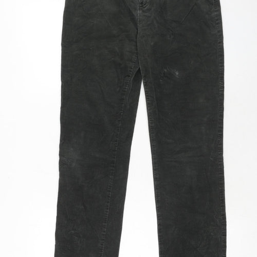 Marks and Spencer Womens Green Cotton Trousers Size 30 in Regular Zip