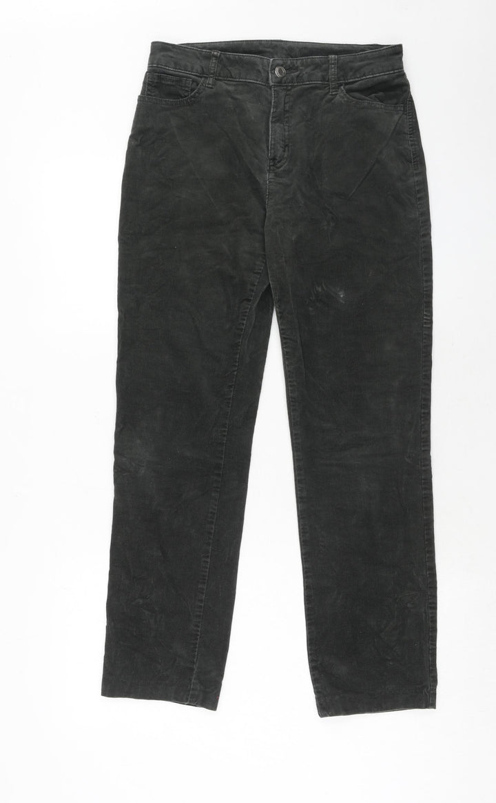 Marks and Spencer Womens Green Cotton Trousers Size 30 in Regular Zip