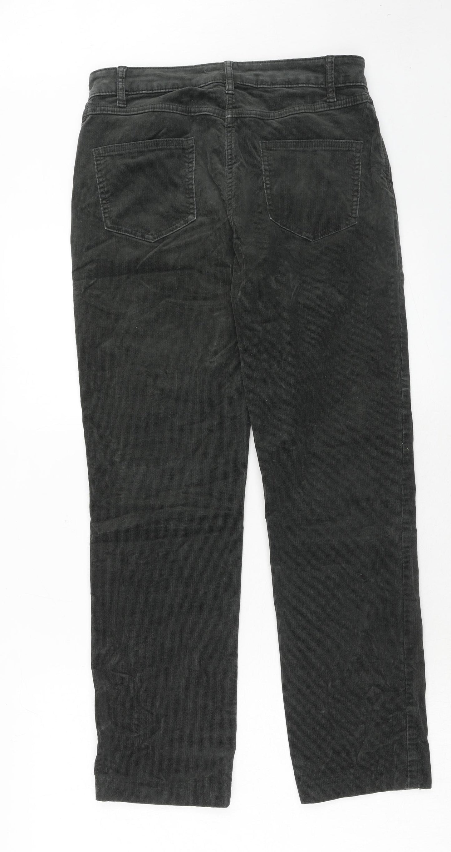 Marks and Spencer Womens Green Cotton Trousers Size 30 in Regular Zip