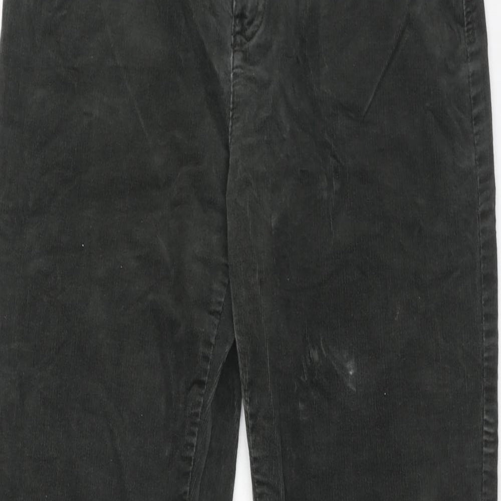 Marks and Spencer Womens Green Cotton Trousers Size 30 in Regular Zip