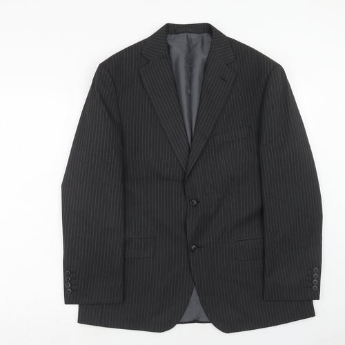Marks and Spencer Mens Grey Striped Polyester Jacket Suit Jacket Size 40 Regular
