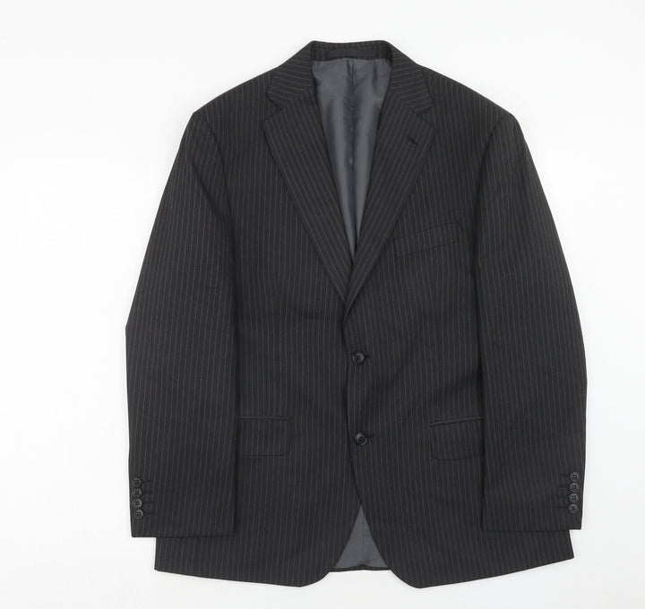 Marks and Spencer Mens Grey Striped Polyester Jacket Suit Jacket Size 40 Regular