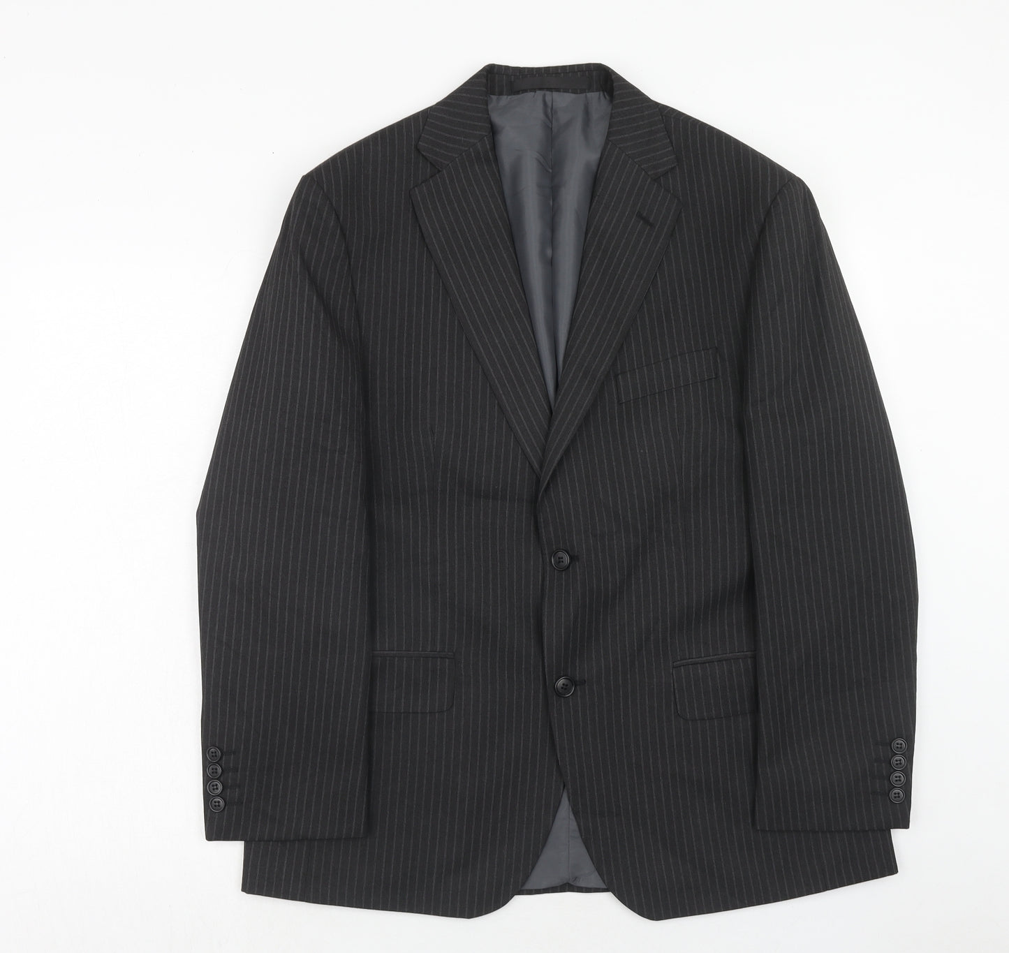 Marks and Spencer Mens Grey Striped Polyester Jacket Suit Jacket Size 40 Regular