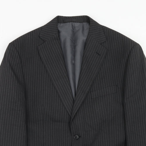 Marks and Spencer Mens Grey Striped Polyester Jacket Suit Jacket Size 40 Regular