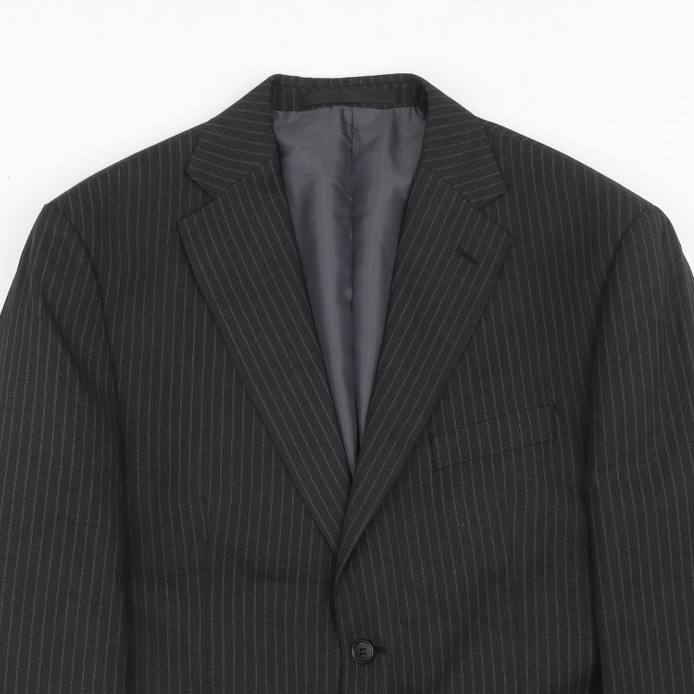 Marks and Spencer Mens Grey Striped Polyester Jacket Suit Jacket Size 40 Regular