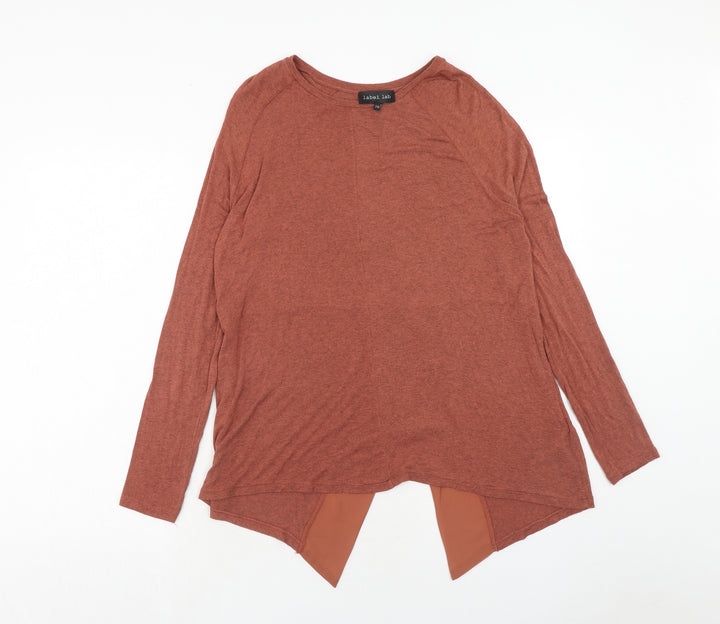 Label Lab Womens Orange Viscose Basic T-Shirt Size 10 Round Neck