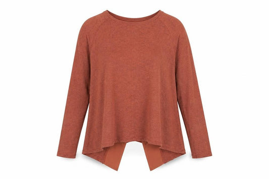 Front view of Label Lab women’s orange viscose basic t-shirt, size UK 10, round neck