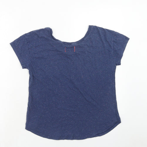 Superdry Womens Blue Polyester Basic T-Shirt Size XS Round Neck