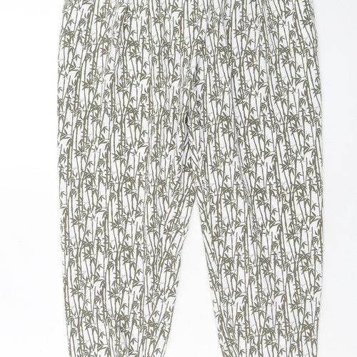 Topshop Womens Green Geometric Polyester Harem Trousers Size 10 Regular - Leaf Pattern