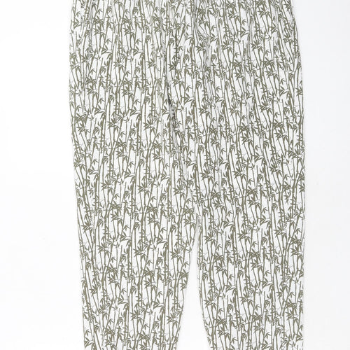 Topshop Womens Green Geometric Polyester Harem Trousers Size 10 Regular - Leaf Pattern
