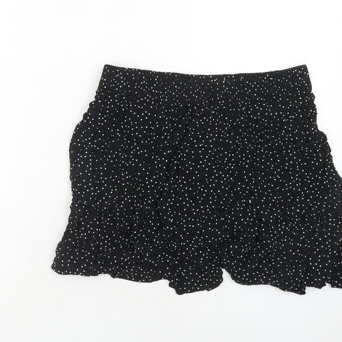 New Look Womens Black Polka Dot Viscose Skater Skirt Size 16