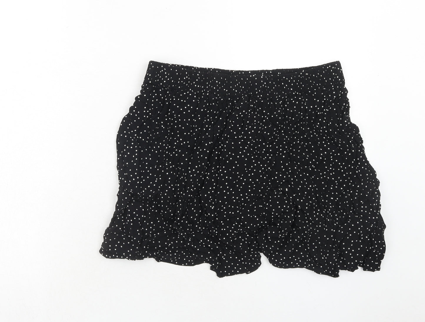 New Look Womens Black Polka Dot Viscose Skater Skirt Size 16