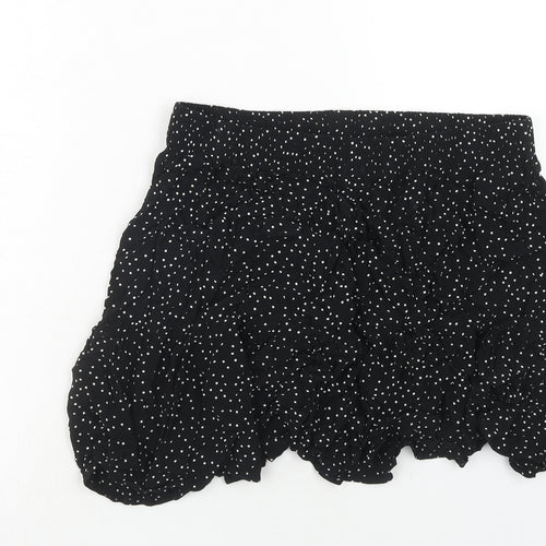 New Look Womens Black Polka Dot Viscose Skater Skirt Size 16