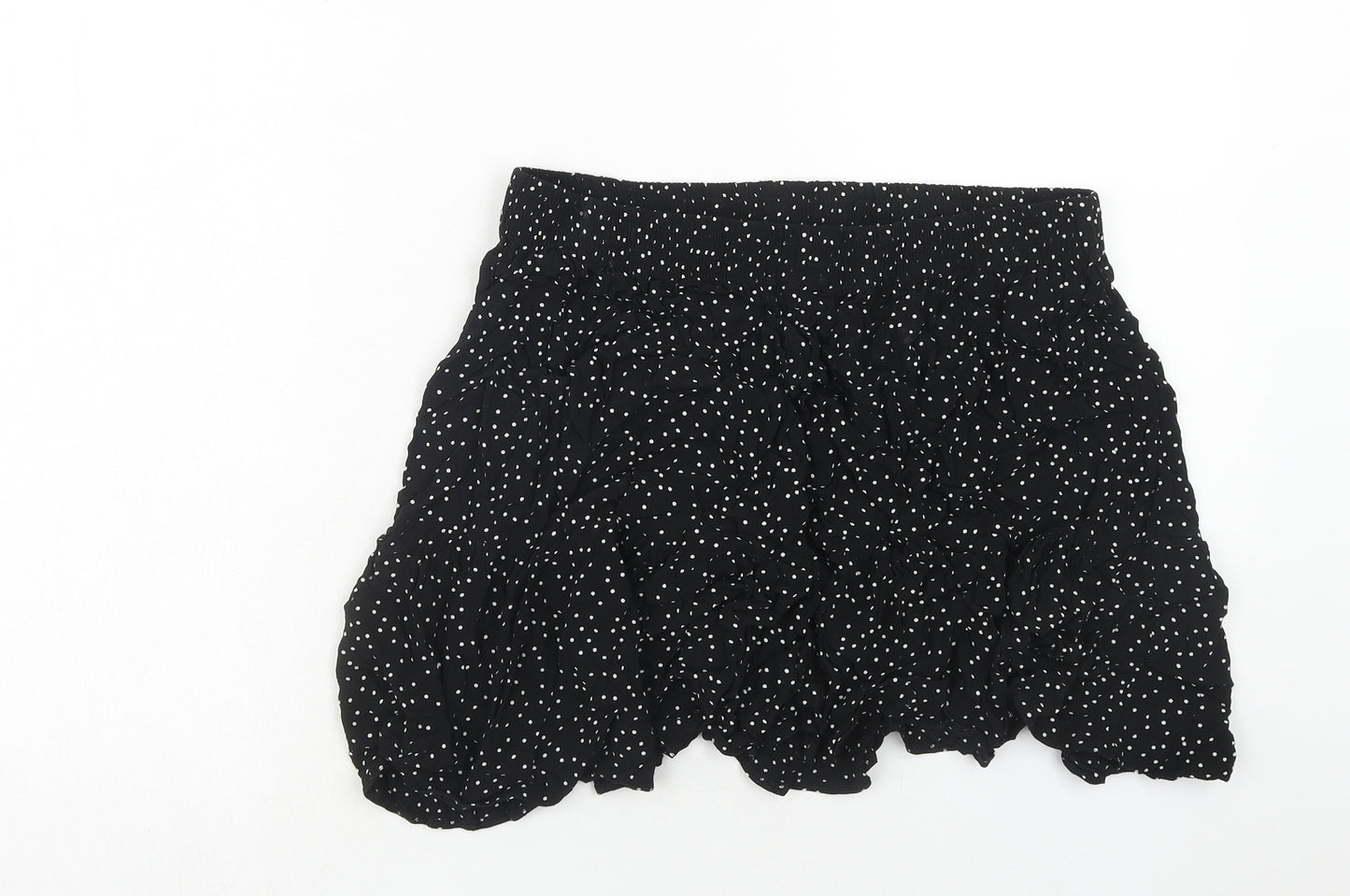 New Look Womens Black Polka Dot Viscose Skater Skirt Size 16