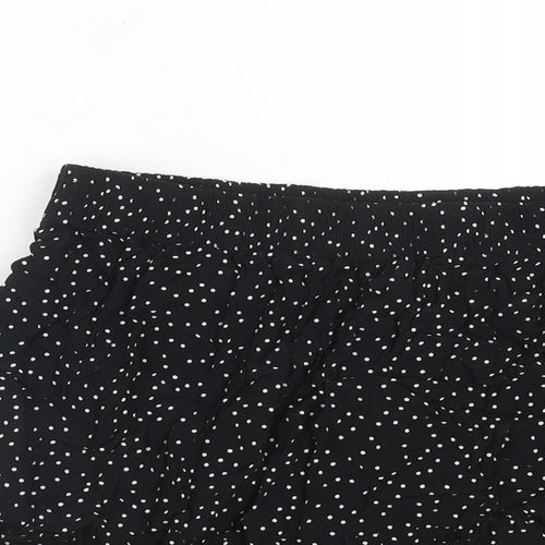 New Look Womens Black Polka Dot Viscose Skater Skirt Size 16