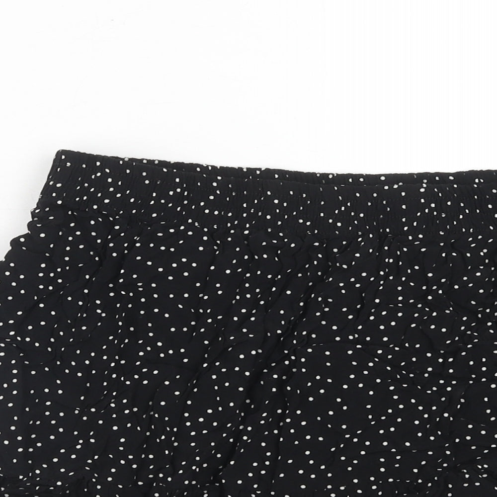 New Look Womens Black Polka Dot Viscose Skater Skirt Size 16