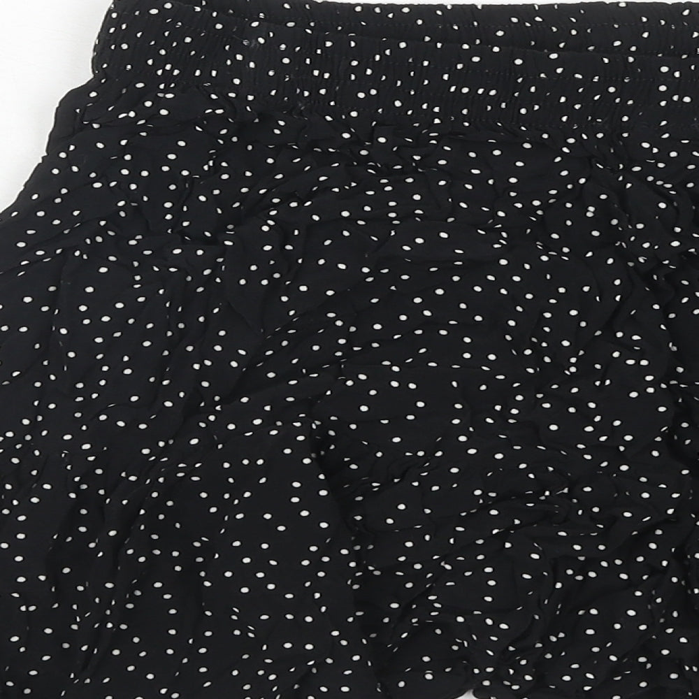 New Look Womens Black Polka Dot Viscose Skater Skirt Size 16
