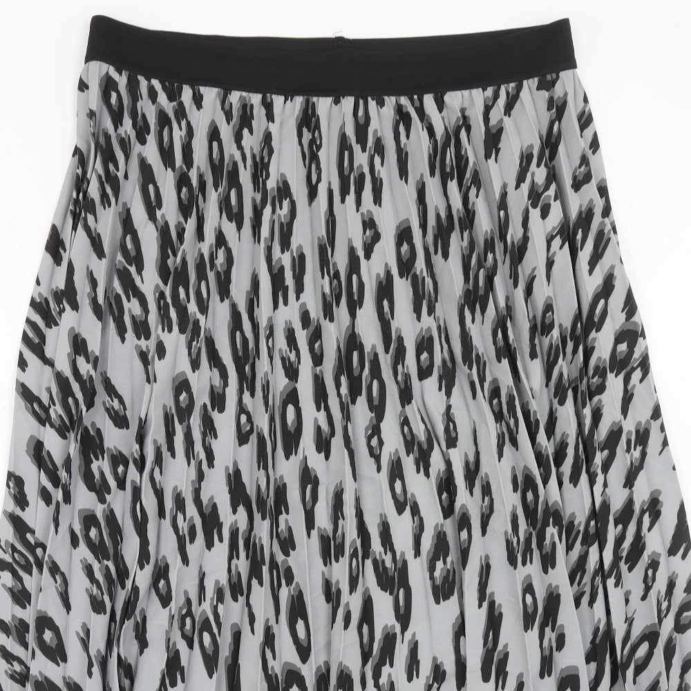 Roman Womens Grey Animal Print Polyester Pleated Skirt Size 20 - Leopard Pattern