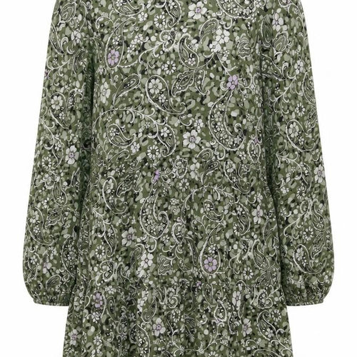 Miss Selfridge Womens Green Geometric Viscose A-Line Size 10 Round Neck Button