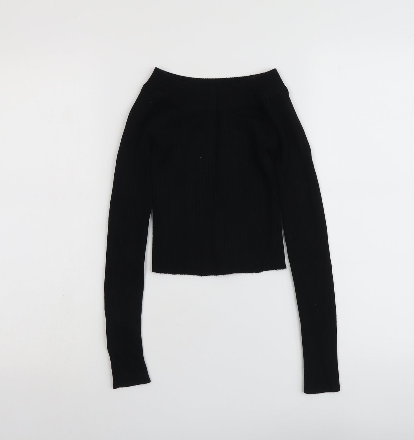 New Look Womens Black Boat Neck Acrylic Pullover Jumper Size 6