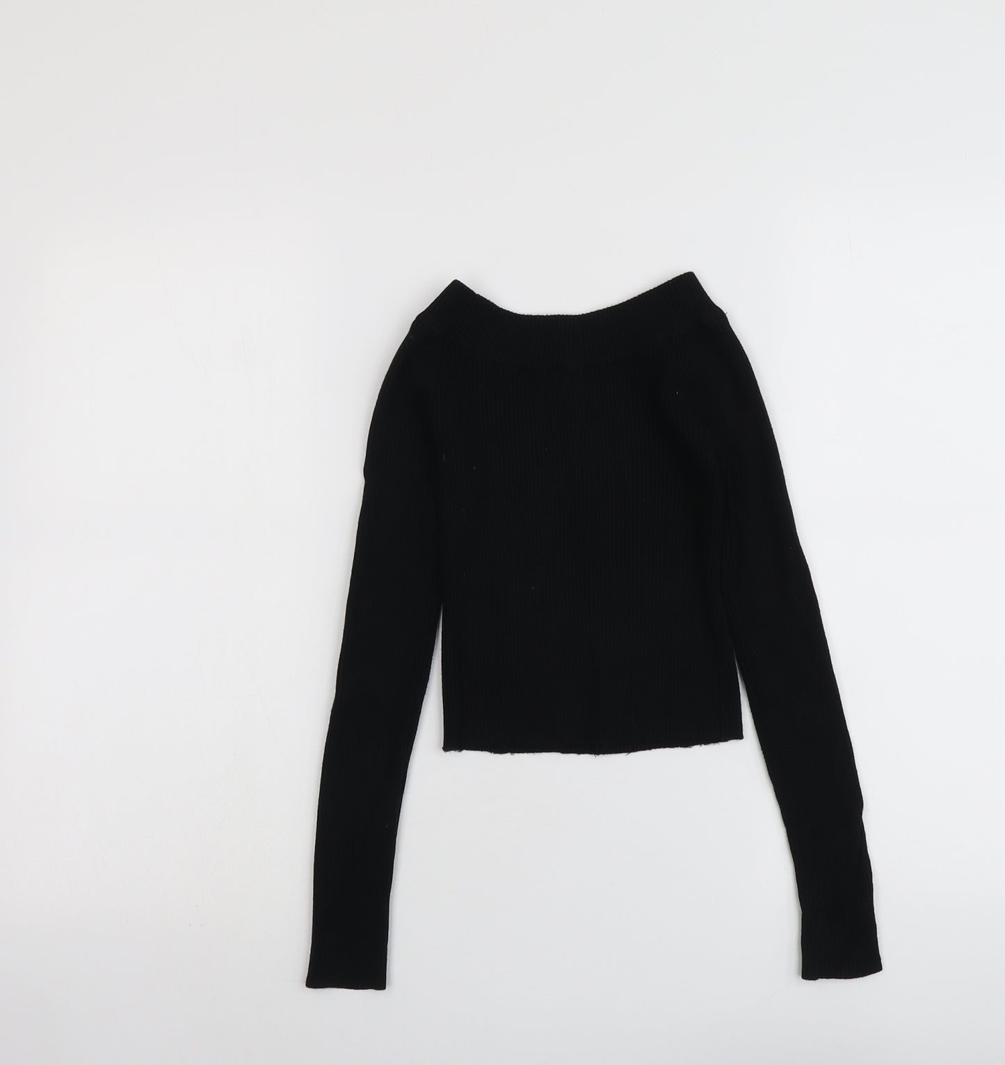 New Look Womens Black Boat Neck Acrylic Pullover Jumper Size 6