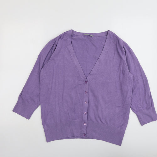 Wallis Womens Purple V-Neck Viscose Cardigan Jumper Size 18
