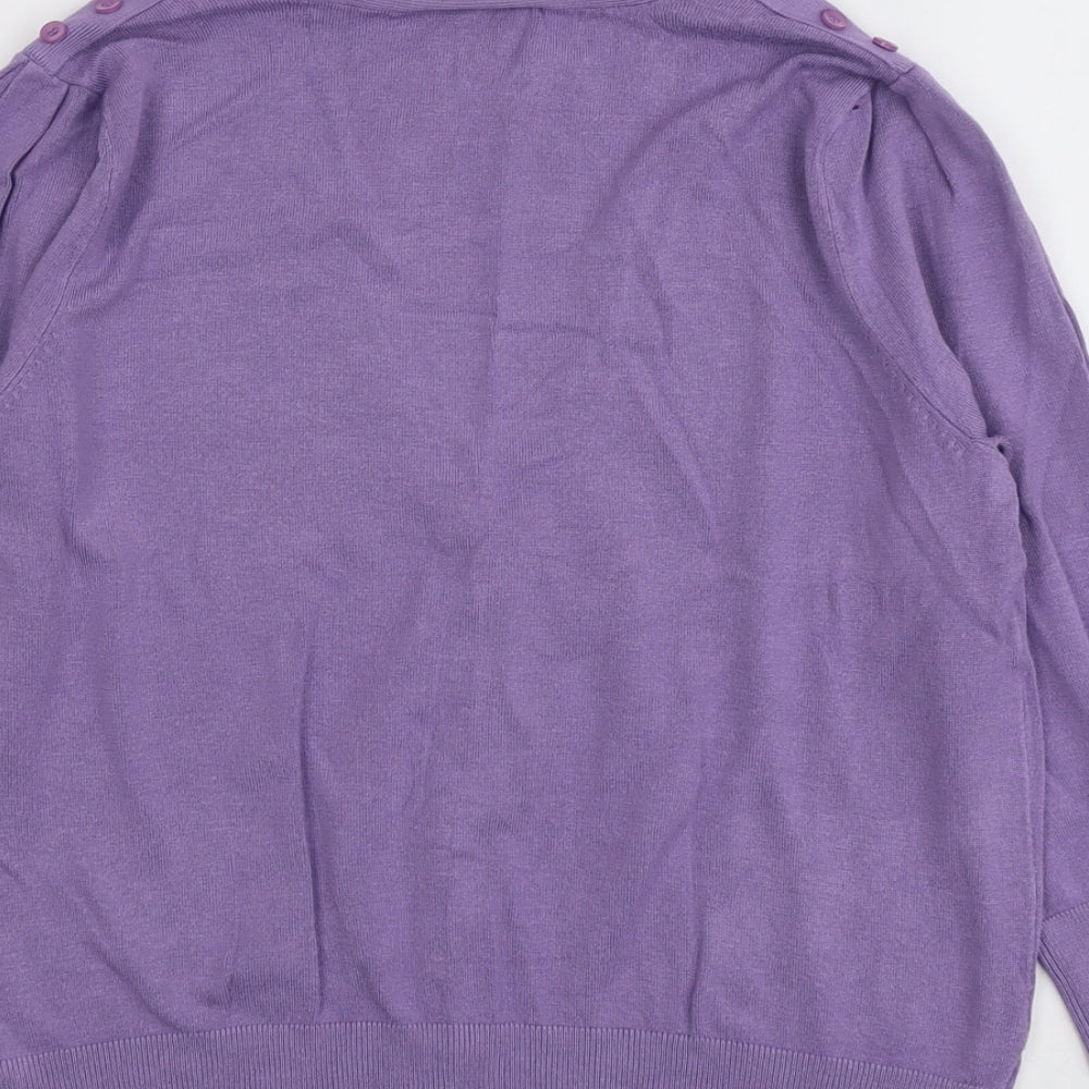 Wallis Womens Purple V-Neck Viscose Cardigan Jumper Size 18
