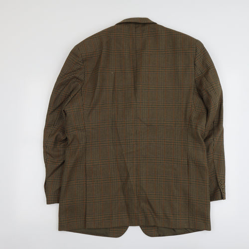 Horne Brothers Mens Brown Plaid Wool Jacket Blazer Size 40 Regular